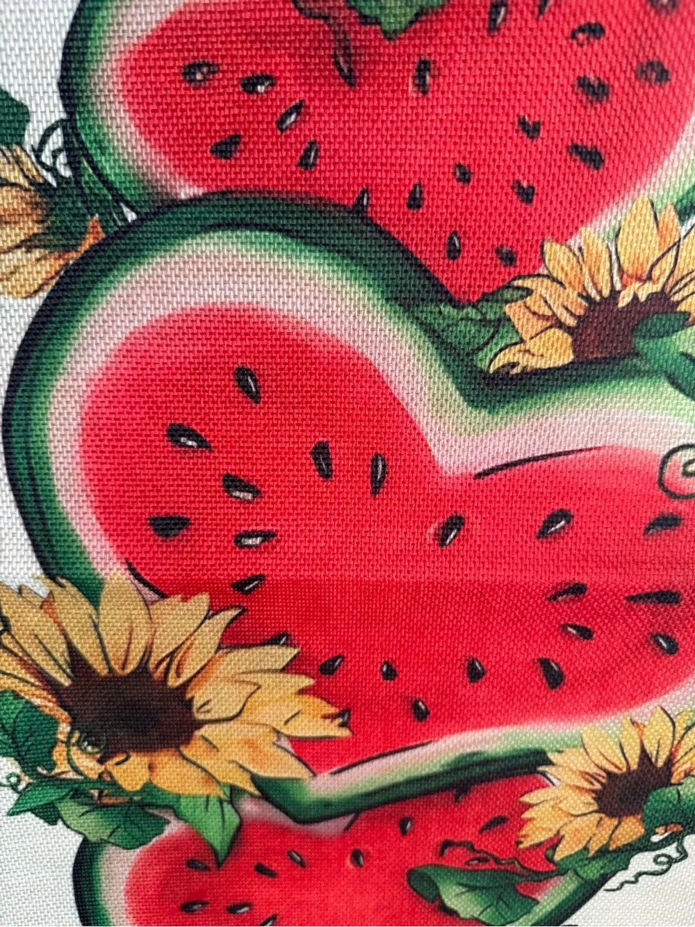 NWOT Red Watermelon Heart & Sunflower Table Runner, 13x72